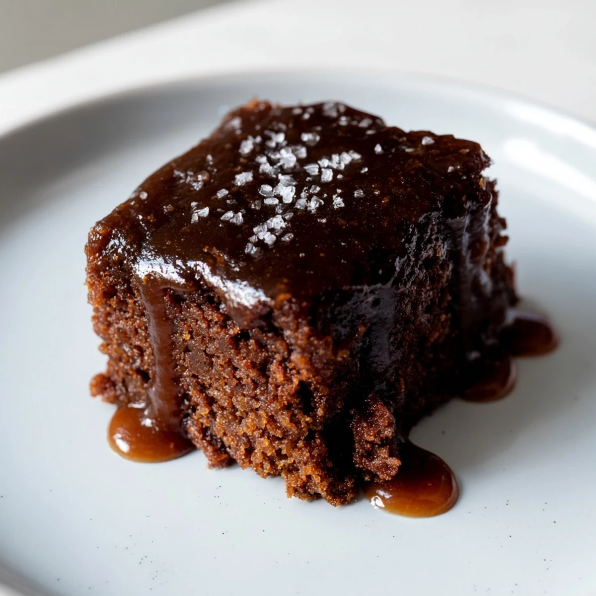 Warm, inviting image of Weekend Cabin-Style Sticky Toffee Pudding, drizzled with glossy caramel sauce.