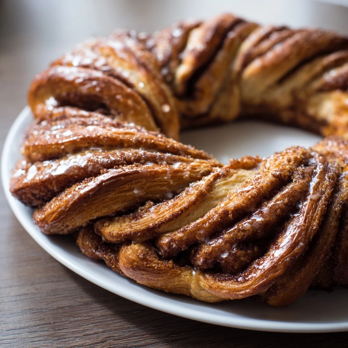 A close-up of a festive pull-apart Cinnamon Swirl Christmas Tree Bread, ideal for brunch.