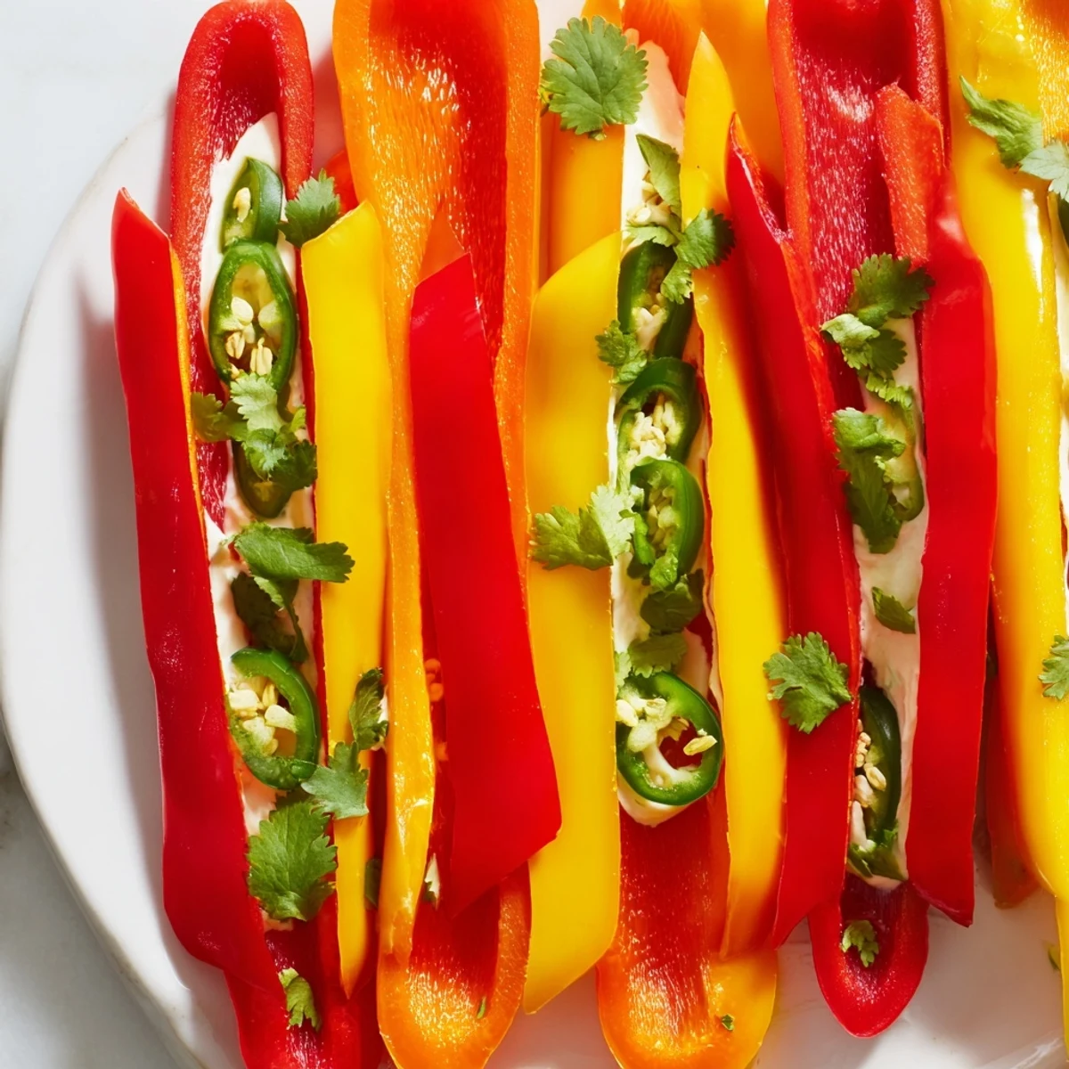 Vibrant Spicy Chili Pepper Fiesta appetizer platter with colorful peppers, dips, chips, and veggies, ready to enjoy.