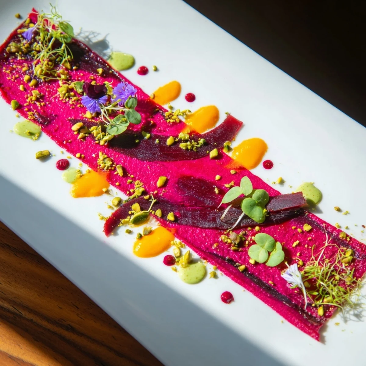 The vibrant Modernist Stripe, a stunning vegetarian appetizer, ready for you to create and enjoy.
