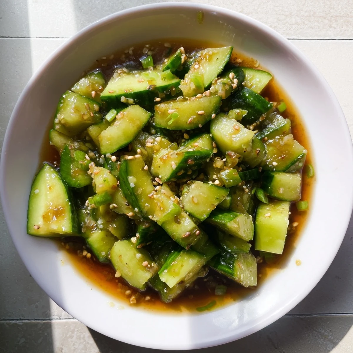 Enjoy this easy Cucumber Shaker: Crisp, smashed cucumbers with the perfect balance of MSG and tangy flavors.