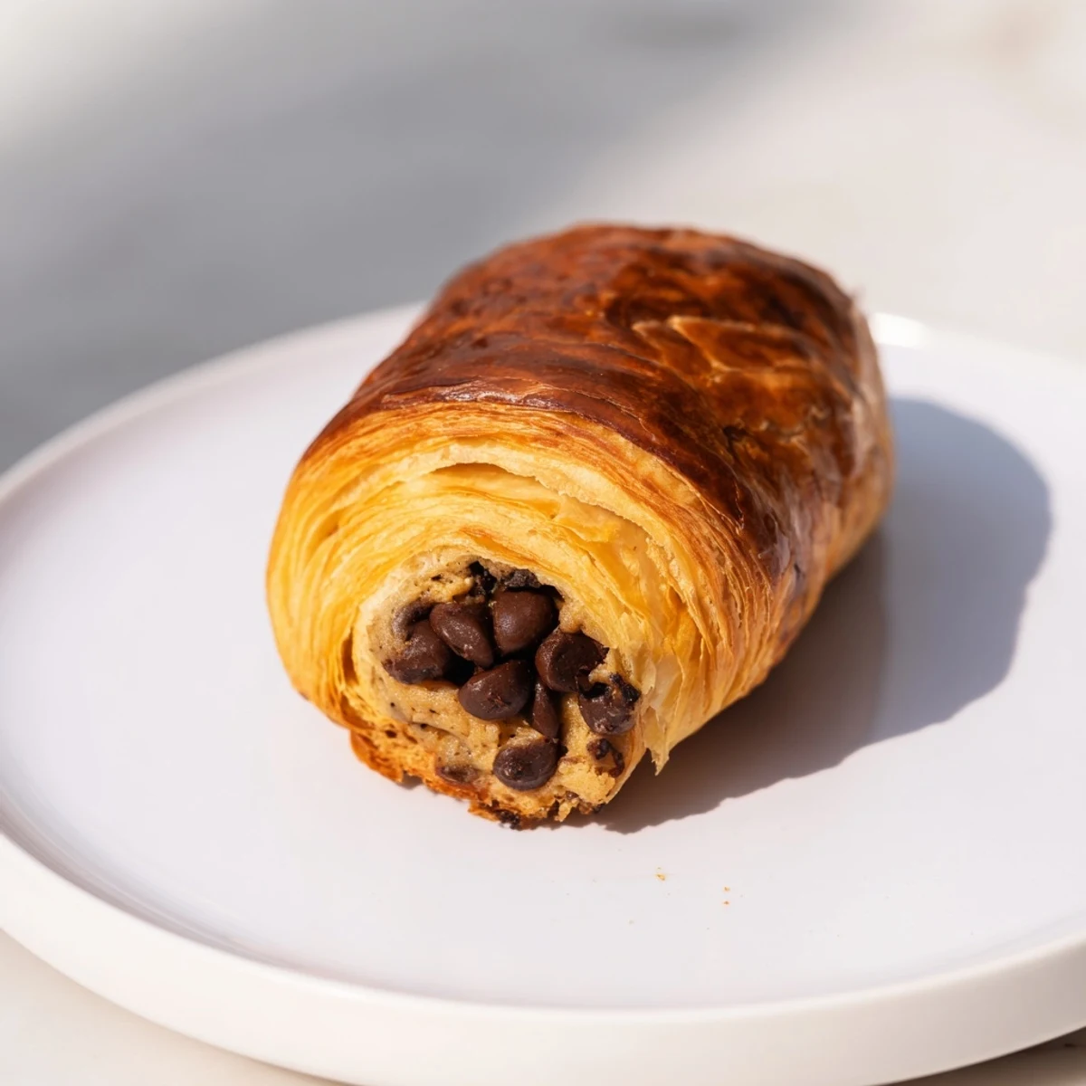 Warm, golden Chocolate Cookie Croissants with a melted, gooey chocolate chip cookie center.