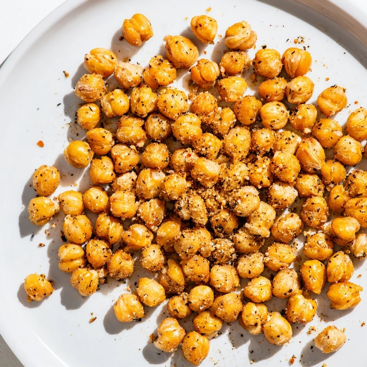 Golden brown, crunchy Crispy Chickpea Snack ready to be scooped from a baking sheet, savory aromas filling the air.