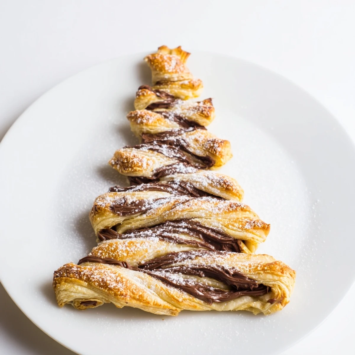 Golden-baked Nutella Pastry Christmas Trees, perfect for holiday gatherings, imagine the flaky layers with sweet Nutella.