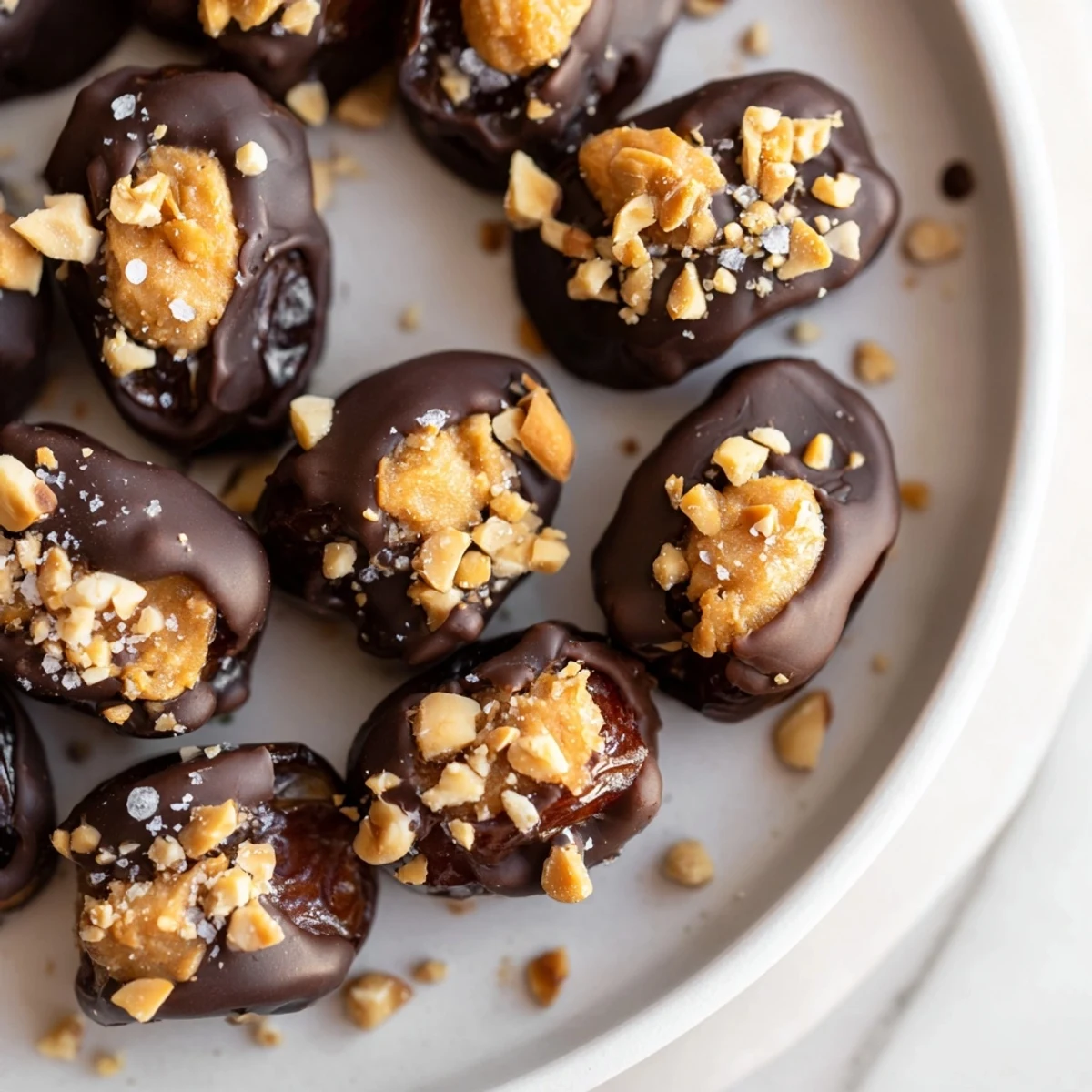 Sweet and chewy Snickers-Style Date Bark, layered with creamy peanut butter and dark chocolate.