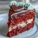 The finished Red Betty Boop Heart Cake is decorated with a crisp dark chocolate silhouette and red sugar pearls.