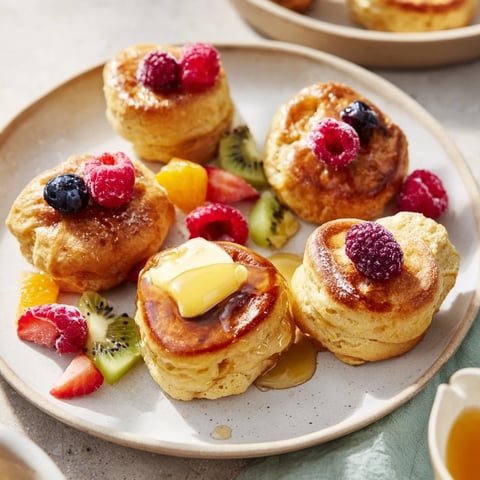 Breakfast Brunch Board Bliss with fluffy pancakes, scones, and fresh fruit, ready to serve and enjoy.