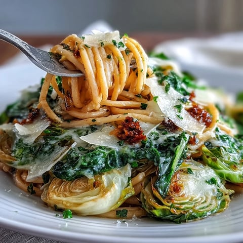Golden caramelized cabbage and garlic mingle with spaghetti in this savory Cabbage Pasta With Garlic and Parmesan, garnished with fresh parsley.