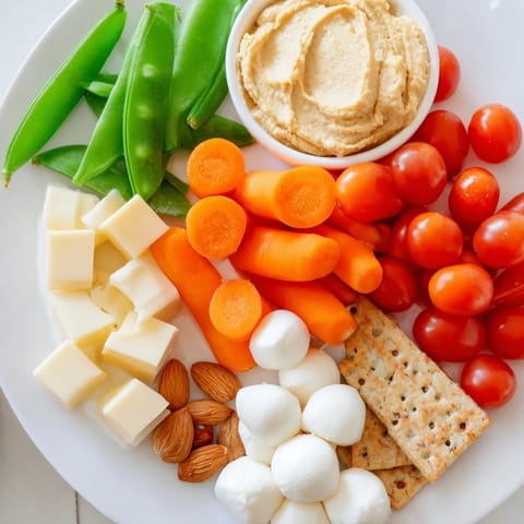 This inviting Veggie Snack Board – Adult Lunchable showcases a medley of cheeses and vibrant vegetable varieties.