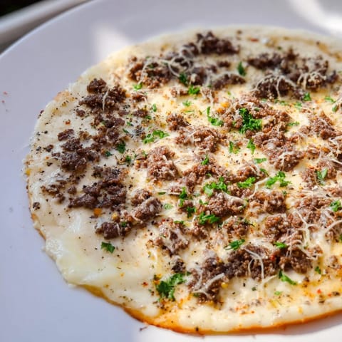 Ground Beef Alfredo Pizza