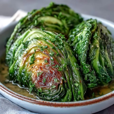 Serving suggestion for Herby Cabbage in Parmesan Broth, garnished with extra grated Parmesan and fresh chives in a shallow bowl.