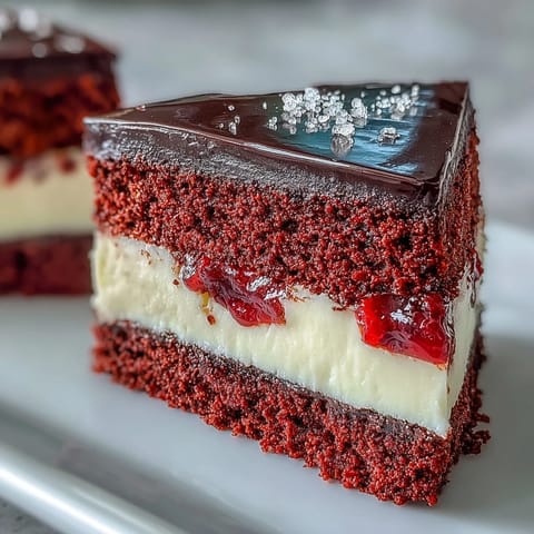 A slice of Betty Boop Cake reveals rich red crumb and tangy buttercream, perfect for serving at birthday parties.