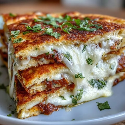 Crispy Brown Butter Garlic Naan Grilled Cheese served with a bowl of spicy tomato chutney.