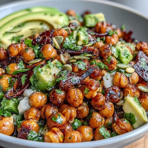 This Mexican-inspired salad features hearty chickpeas, smoky chili powder, and creamy avocado for a satisfying, plant-based side dish.