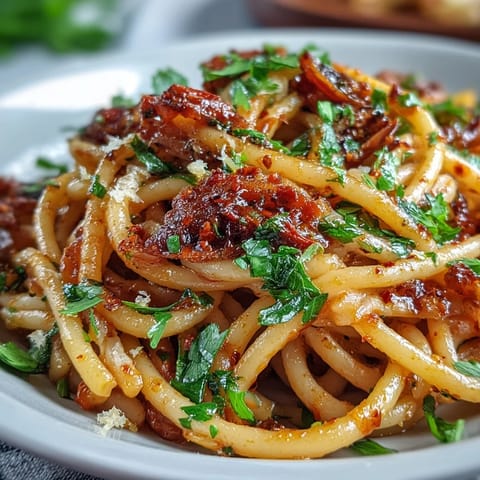Bold and vibrant Spicy Calabrian Chili Pasta featuring anchovy-garlic sauce and a sprinkle of lemon zest for brightness.