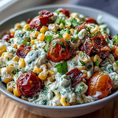 A colorful summer side dish, this Creamy Corn Salad with Jalapeño combines fresh corn, peppers, and a smoky lime dressing.