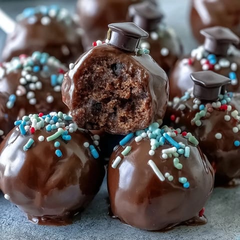 Celebrate graduation with colorful cake pops in school colors, decorated with festive sprinkles and edible glitter for a fun dessert.