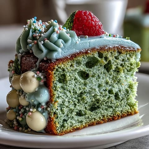 Mini matcha birthday cake with creamy vanilla frosting, perfect for smashing at brunch celebrations.