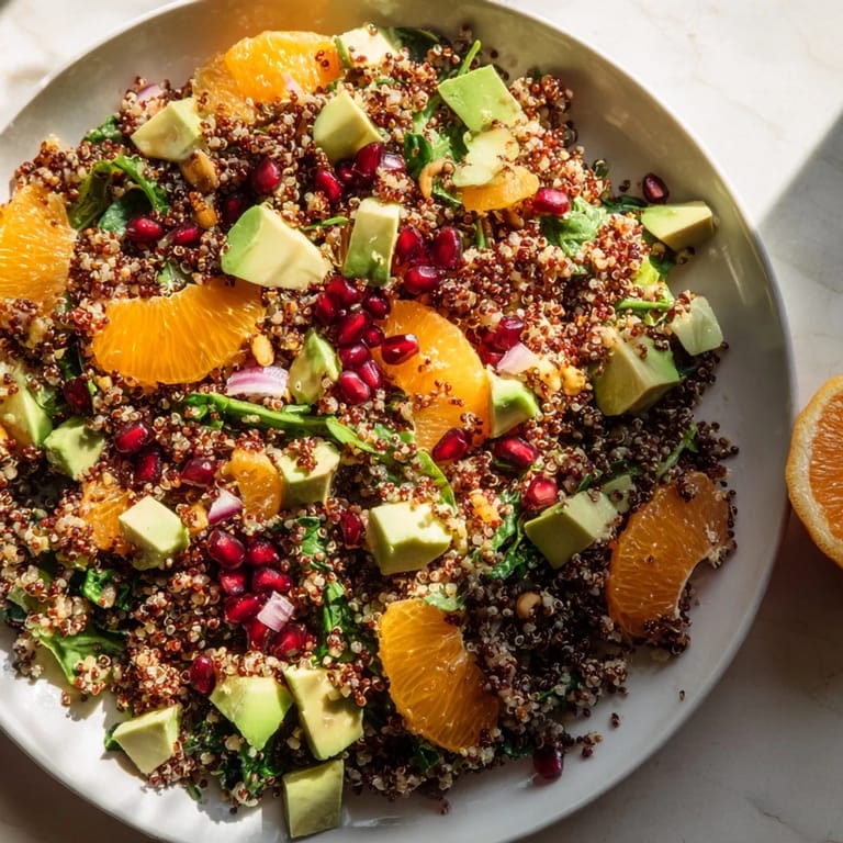 Enjoy a healthy serving of Fresh Citrus & Avocado Quinoa Bowl, full of fresh herbs and a zesty dressing.