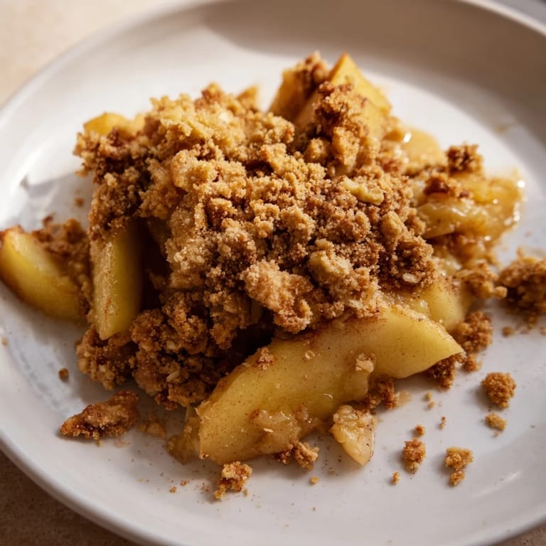 Imagine a warm dish of juicy apples under a golden, delicious Warm Rustic Apple and Cinnamon Crumble crust.