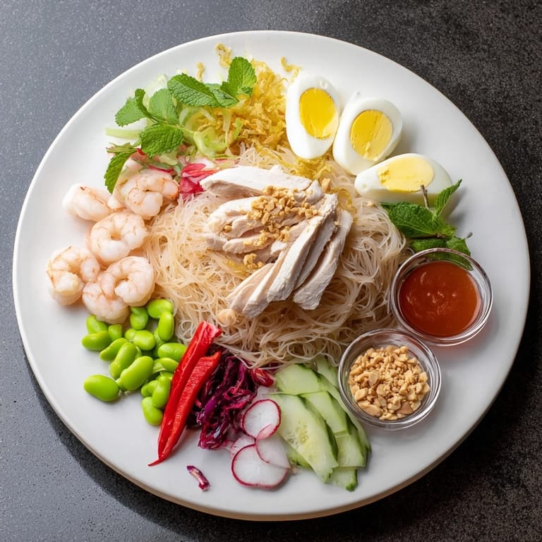 This Asian Fusion Noodle Bowl Board offers a delicious, diverse meal, perfect for sharing and enjoying.