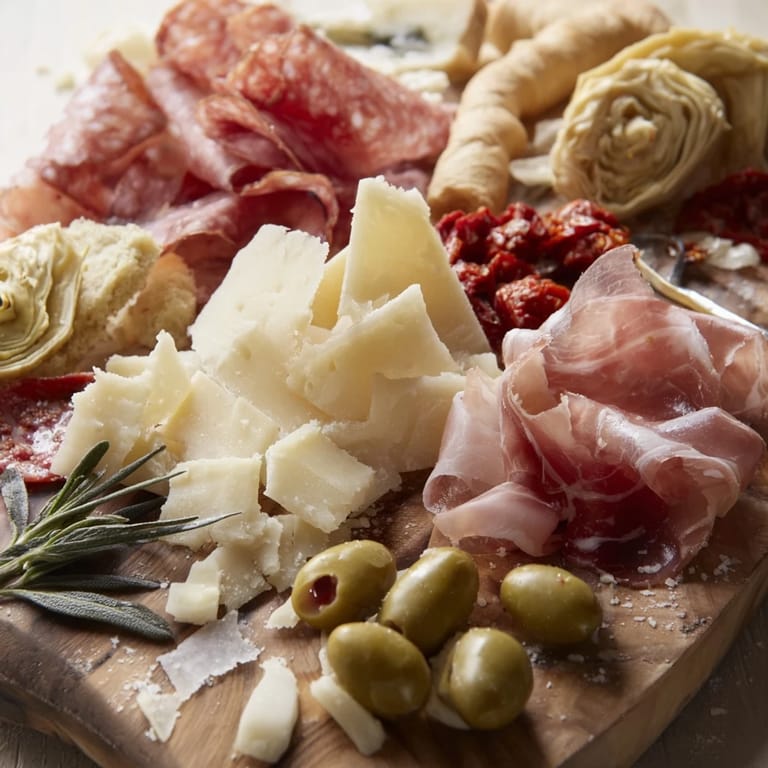 This Rustic Italian Farmhouse Board features a medley of flavors, perfect for a casual Italian-inspired gathering.