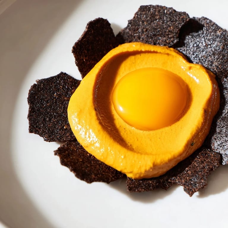 This stunning image shows the Midnight Sun – a beautiful appetizer with contrasting colors and textures.