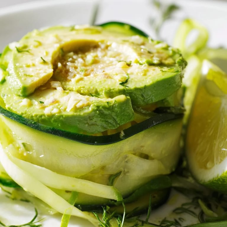 Elegant Cucumber and Fish Date Night Salad, showing colorful layers of fresh ingredients, ready to enjoy with a tangy dressing.