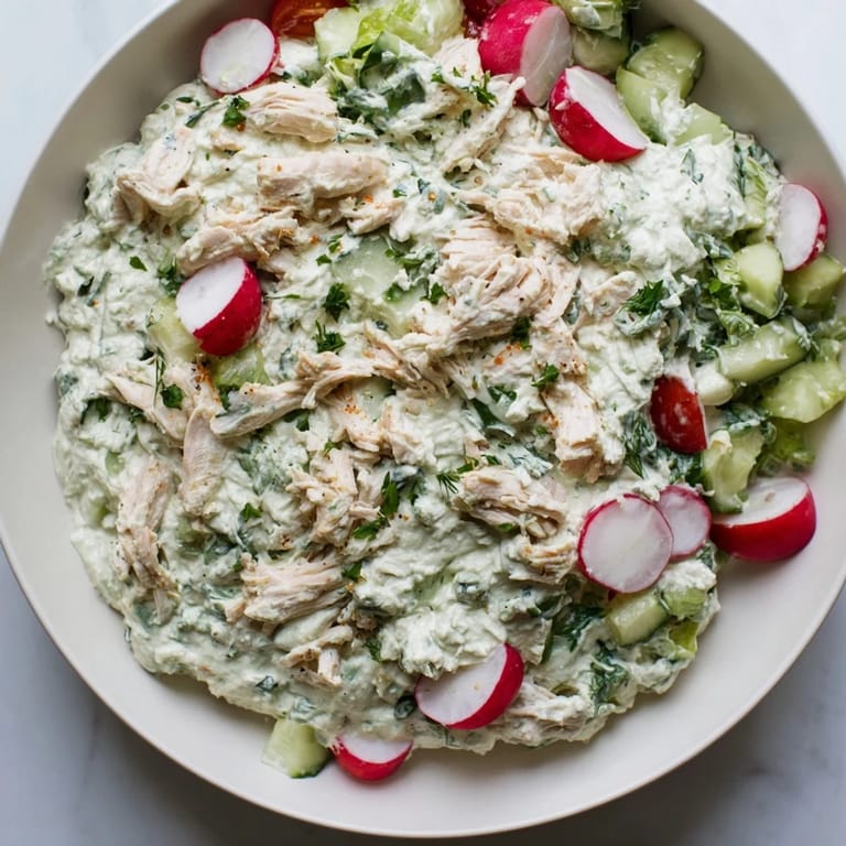 A vibrant appetizer: warm, cheesy Green Goddess Chicken Nacho Dip served with crunchy tortilla chips.