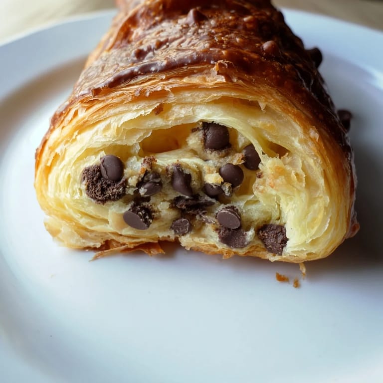 Freshly baked Chocolate Cookie Croissants, a buttery French pastry filled with sweet chocolate cookie dough.