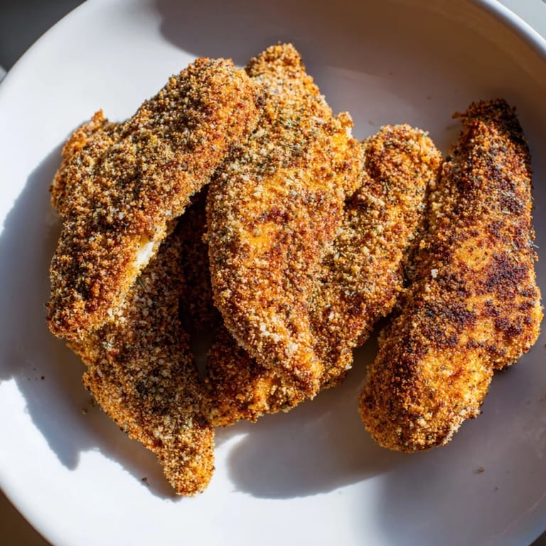 Healthy and easy recipe, these air-fried chicken tenders offer a satisfying crispy bite.
