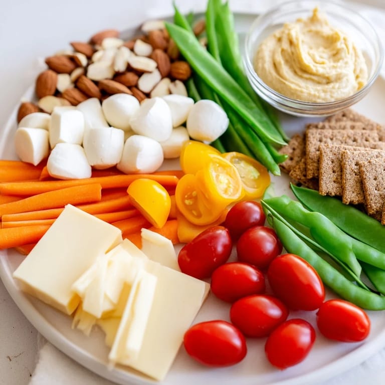 Healthy and satisfying, this Veggie Snack Board – Adult Lunchable offers a delightful arrangement of snacks to enjoy.