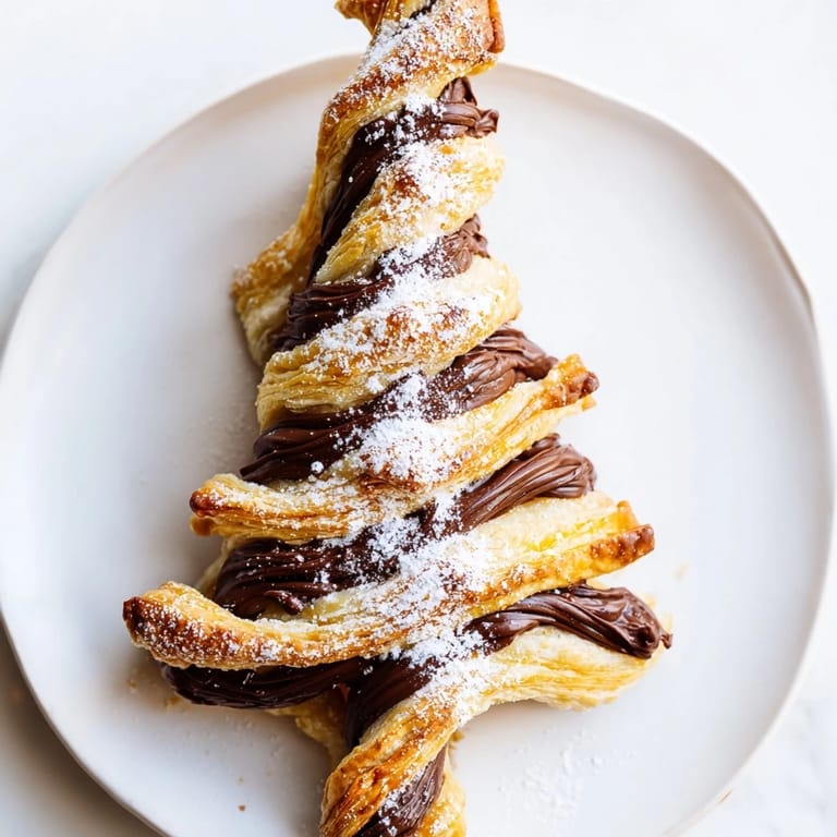 Warm, crispy Nutella Pastry Christmas Trees: Imagine the buttery pastry filled with melted, sweet Nutella, enjoyed during festivities.