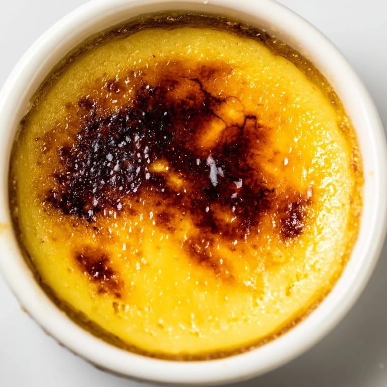 Perfectly caramelized sugar crust seals creamy, chilled 3-Ingredient Crème Brûlée, ready to be enjoyed.
