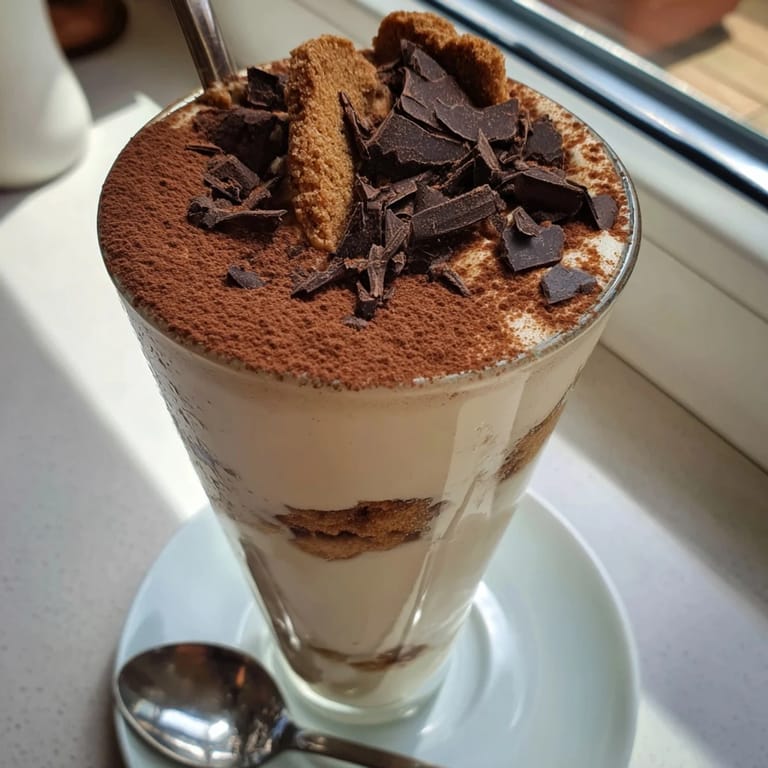 Velvety smooth Tiramisu Latte garnished with cocoa, promising a decadent Italian beverage experience.