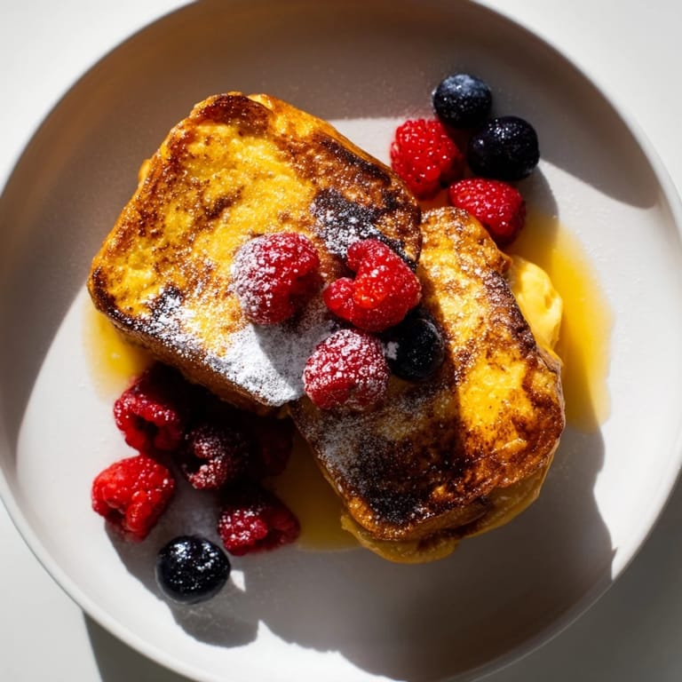 Thick-cut, buttery Ice Cream French Toast, served warm and decadent, perfect for a sweet brunch.
