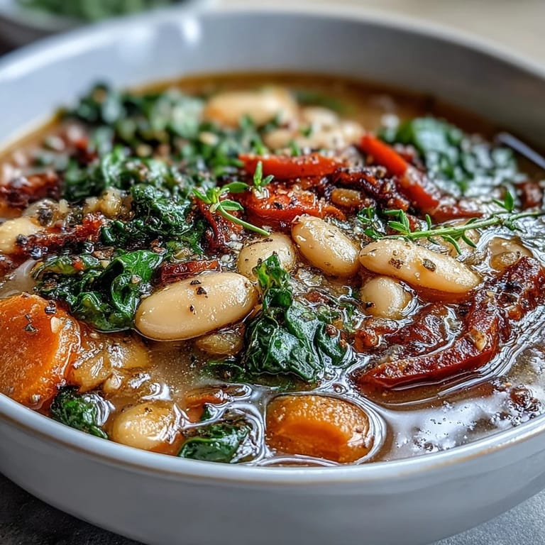 Flavorful Mediterranean White Bean Stew, a warm, spiced vegetarian dish for dinner.