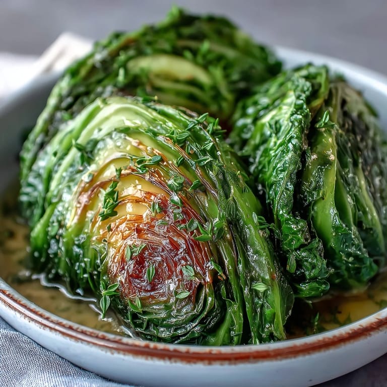 Serving suggestion for Herby Cabbage in Parmesan Broth, garnished with extra grated Parmesan and fresh chives in a shallow bowl.