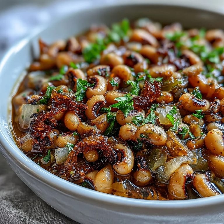 Southern-style Frozen Black-Eyed Peas simmering in a skillet with diced tomatoes, steam rising for a quick weeknight vegetarian side dish.