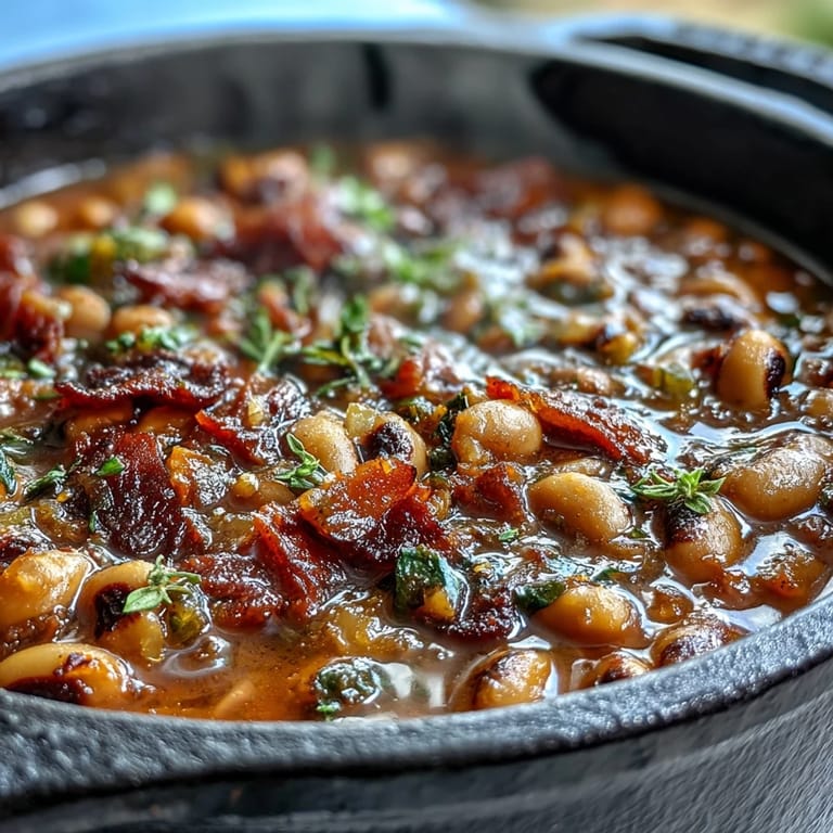 Bowl of Big Pot of Texas Black-Eyed Peas, garnished with fresh cilantro and green onions, ready for a Southern family meal.