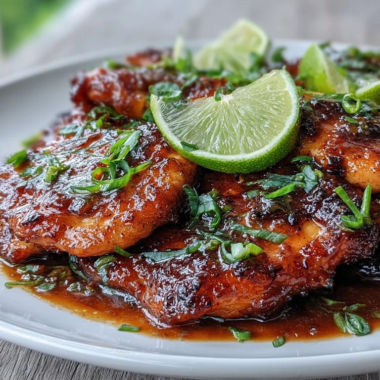 Tender Thai Sweet Chili Chicken breasts served over fluffy white rice with a vibrant, sticky sauce.