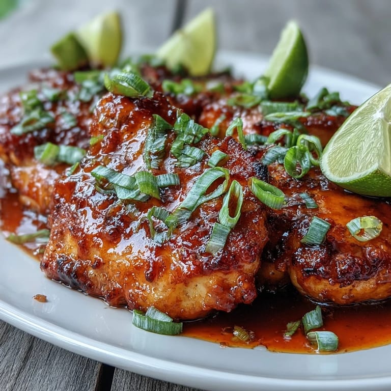 Pressure-cooked Thai Sweet Chili Chicken on a plate, drizzled with extra sauce and ready for a quick dinner.