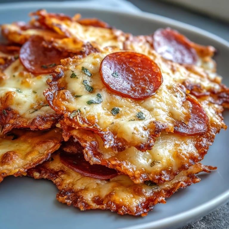 Golden-brown Pepperoni cheese crisps are arranged on a serving platter, offering a keto-friendly appetizer perfect for game day snacking.