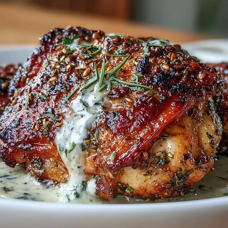Oven-roasted chicken thighs coated in zaatar and smoked paprika, served with a luscious tahini-garlic drizzle and fresh parsley. Bold flavors, gluten-free, and paleo-friendly.  