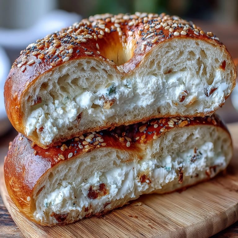 Freshly baked Greek yogurt bagels with golden crust and aromatic everything seasoning, ideal for pairing with cream cheese or smoked salmon.