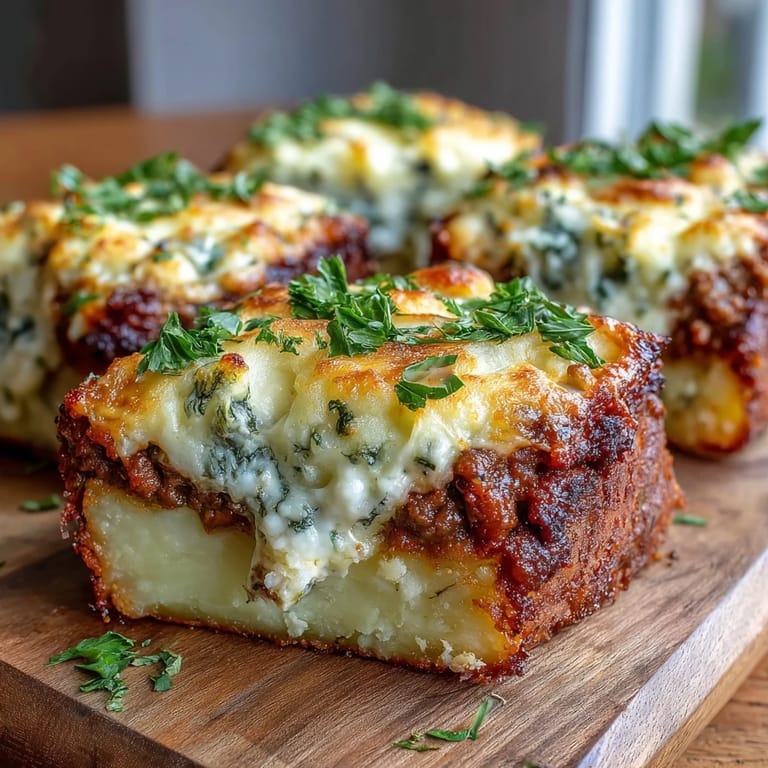 Comforting baked potatoes stuffed with rich shepherds pie mixture and creamy mashed potato crust.