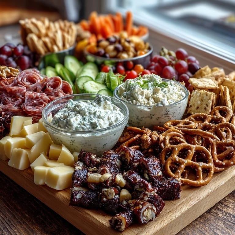 Festive snack board for grads featuring a vibrant mix of cheese, meats, and fresh fruits.