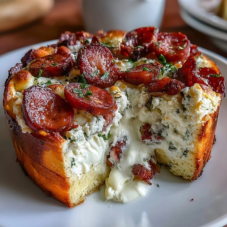Serve this traditional Italian Easter pie warm, with its rich ricotta and salami filling encased in a flaky, golden pastry.