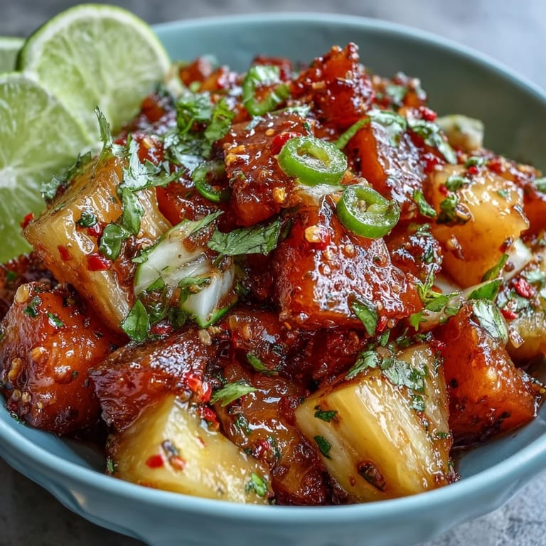 Vibrant tropical fruit cups with mango, pineapple, and watermelon, topped with zesty lime and chili seasoning.