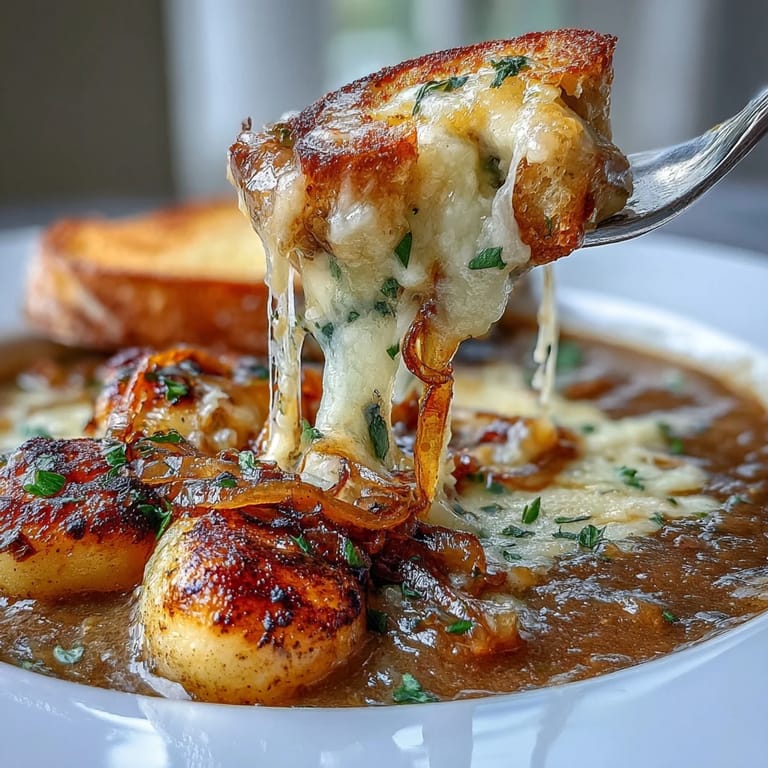 U.S. comfort food: Gnocchi French Onion Soup, perfect for a chilly evening.